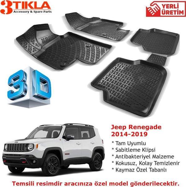 Jeep Renegade 2014-2019 Premium 3D Havuzlu Paspas Seti - Image 1