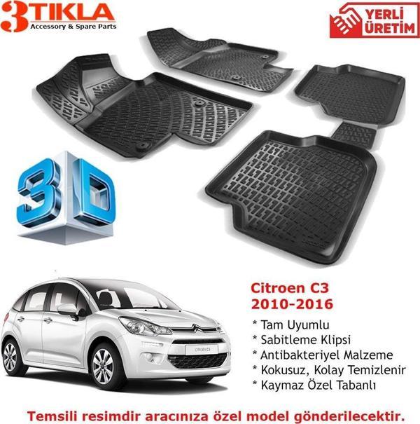 Citroen C3 2010-2016 Premium 3D Havuzlu Paspas Seti - Image 1