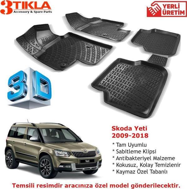 Skoda Yeti 2009-2018 Premium 3D Havuzlu Paspas Seti - Image 1