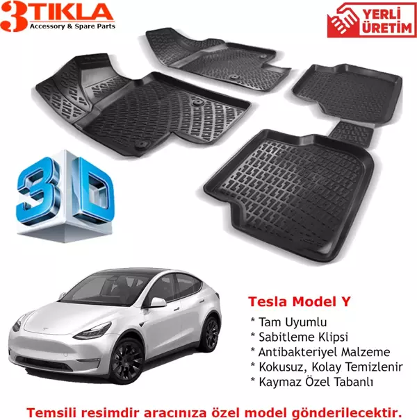 Tesla Model Y Premium 3D Havuzlu Paspas Seti - Image 1
