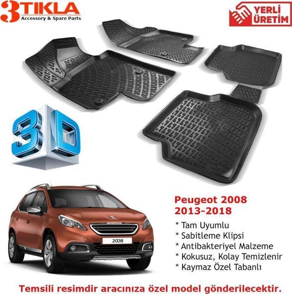 Peugeot 2008 2013-2018 Premium 3D Havuzlu Paspas Seti - Image 1