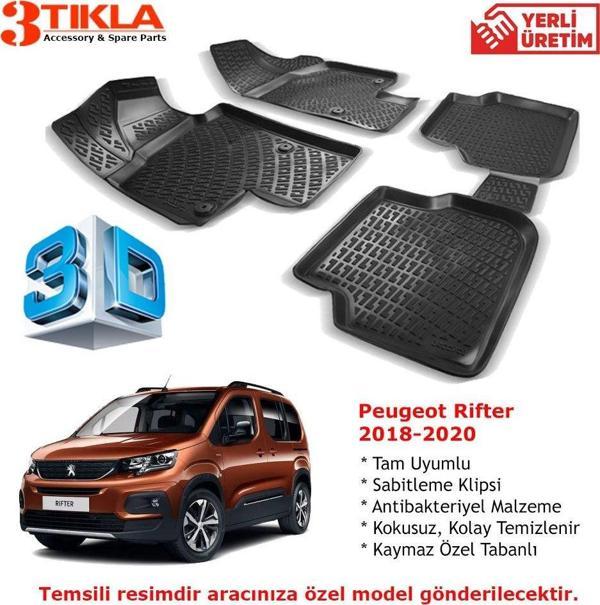 Peugeot Rifter 2018-2020 Premium 3D Havuzlu Paspas Seti - Image 1
