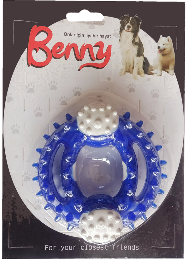 Benny Diş Kaşıma Köpek Oyuncağı Yuvarlak 9,5 cm Mavi - Image 1
