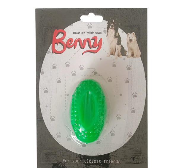 Benny Köpek Oyuncağı Sert Elips Top 8 x 4.5 cm Yeşil - Image 1