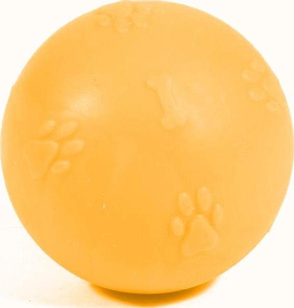 CCA Termoplastik Pati Desenli Sert Köpek Oyun Topu 6 cm Sarı - Image 1