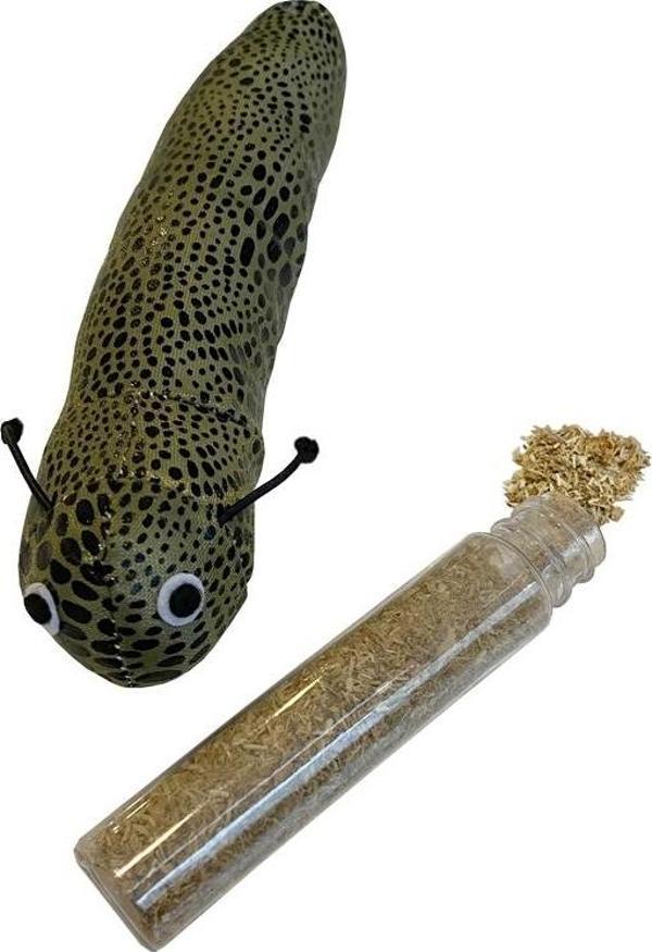 Markapet Kedi Oyuncağı Kedi Otlu Benekli Tırtıl 4-17 cm Yeşil - Image 1