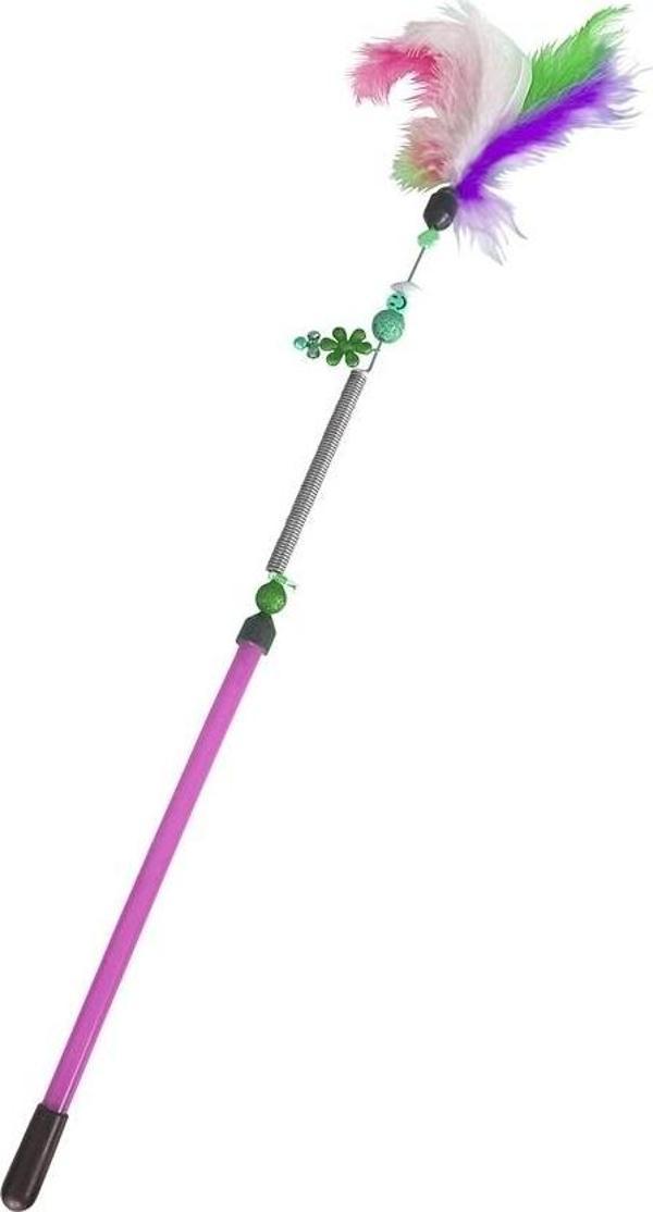 Markapet Yaylı Kedi Oyun Oltası 45 cm - 57 cm Pembe - Image 1
