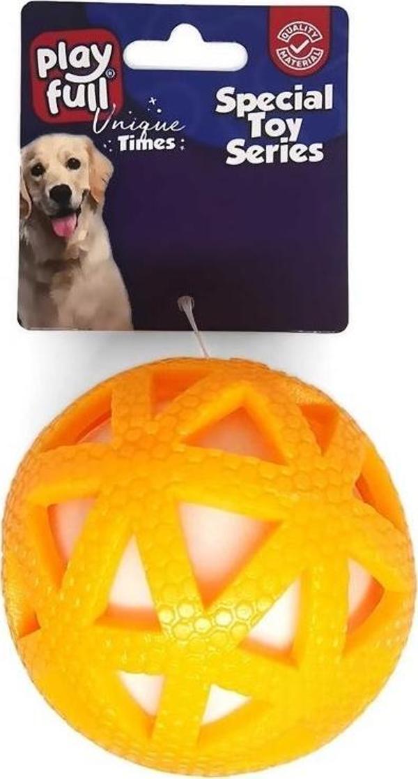 Playfull Işıklı Üçgen Desenli Plastik Top Köpek Oyuncağı 7,5 Cm Sarı - Image 1