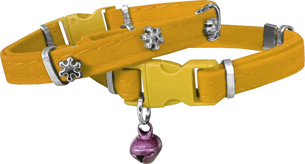 Markapet Kadife Kedi Boyun Tasması Kar Taneli 20-32 cm Sarı - Image 1