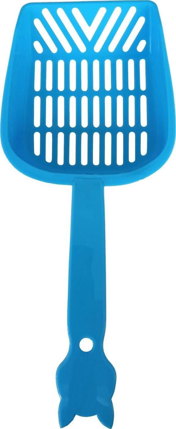 Markapet İnce Elekli Kedi Kumu Küreği Large 11-27 cm Mavi - Image 1