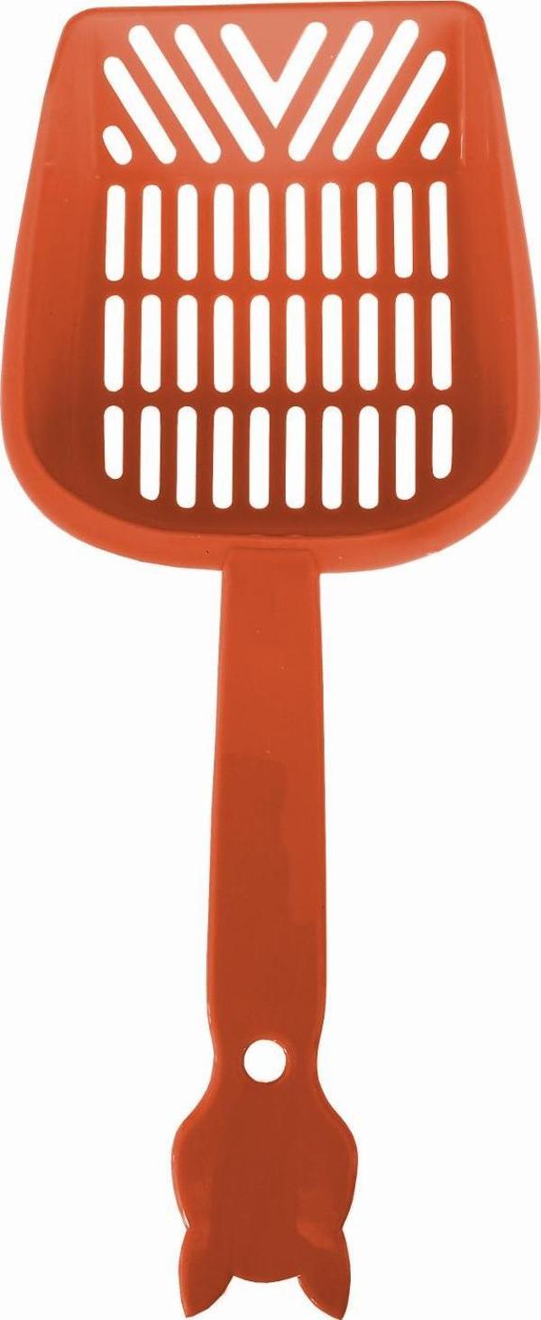 Markapet İnce Elekli Kedi Kumu Küreği Large 11-27 cm Turuncu - Image 1