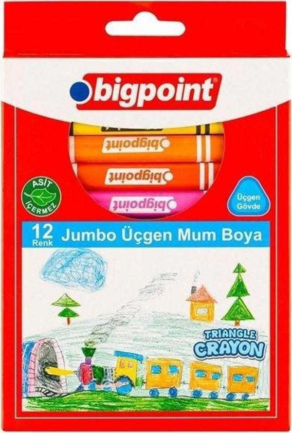 Bigpoint Jumbo Üçgen Mum Boya 12 Renk BP747-12 - Image 1