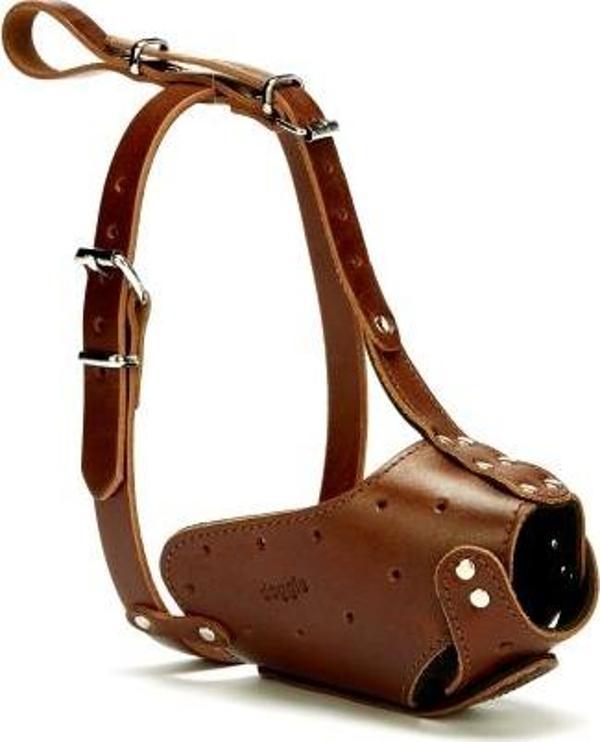 Doggie Eğitim Serisi Deri El Yapımı Uzun Burunlu Köpek Ağızlığı 2x55 cm Kahverengi - Image 1