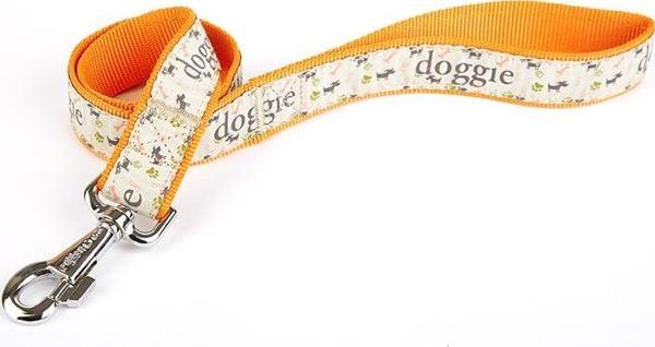Doggie Desenli Süslü Dokuma Köpek Gezdirme Kayışı  El Yapımı 3 x 100 cm Turuncu - Image 1