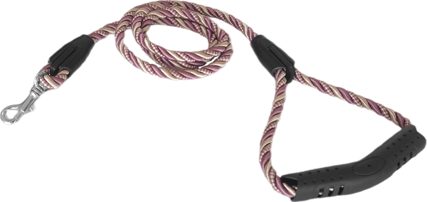 Üçlü Sarmallı Köpek Gezdirme Halatı 1 cm-120 cm Lila Krem - Image 1