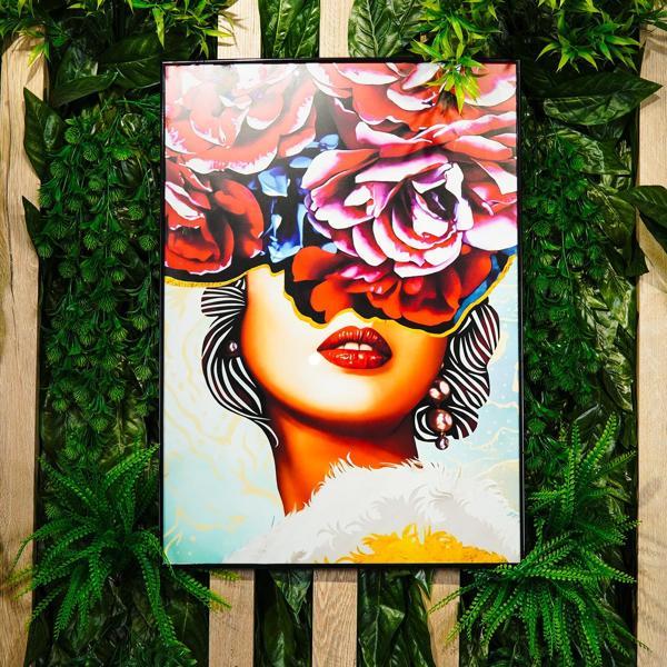 Magic Home Aliyah Yarım Yüz Çiçek Kadın 50 x  70 cm Tablo 053 - Image 1