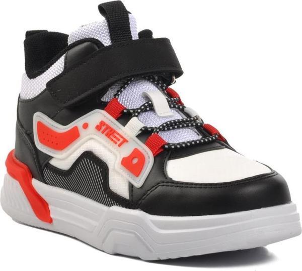 Pepino 1726-F Siyah-Beyaz-Kırmızı Unisex Çocuk Bilek Boy Sneaker - Image 1