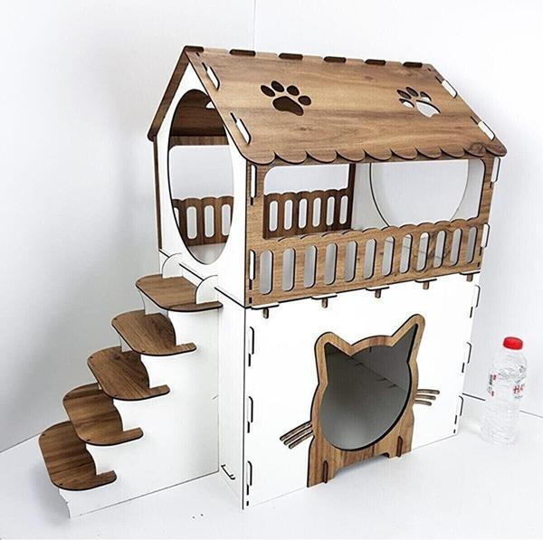 Kedi Evi 2 Katlı 70x42x35 cm 3 mm Mdf - Image 1