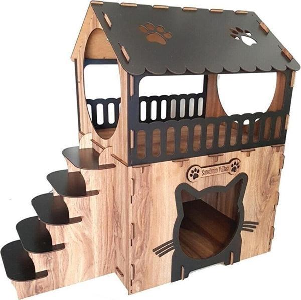 Kedi Evi Traslı Kedi Evi 75x70x40 cm 3 mm Mdf - Image 1