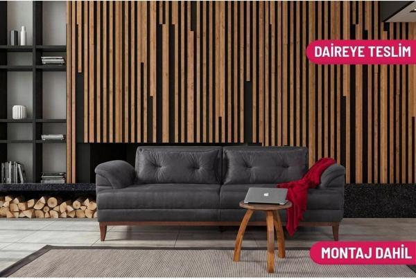Perla Sofa Madrid Üçlü Koltuk Bora Antrasit - Image 1