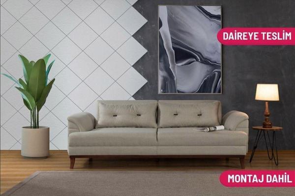 Perla Sofa Madrid Üçlü Yataklı Kanepe Açık Yeşil Kazayağı - Image 1