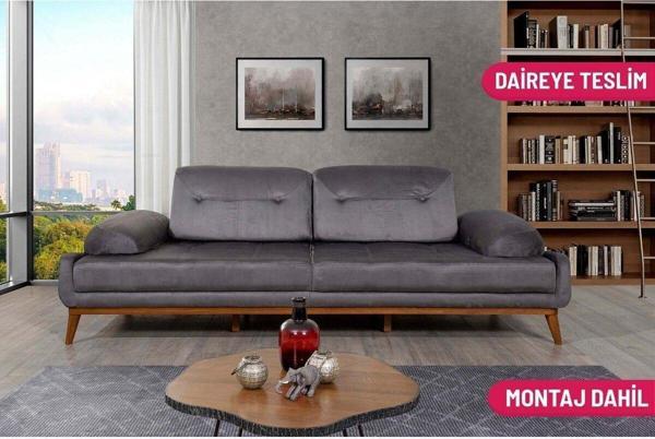 Perla Sofa Nelson Üçlü Koltuk Babyface Gri - Image 1
