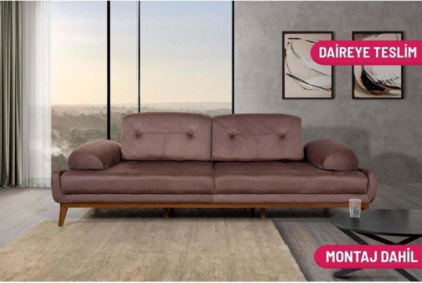 Perla Sofa Nelson Üçlü Koltuk Babyface Kahve - Image 1