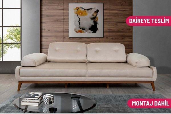 Perla Sofa Nelson Üçlü Koltuk Babyface Krem - Image 1