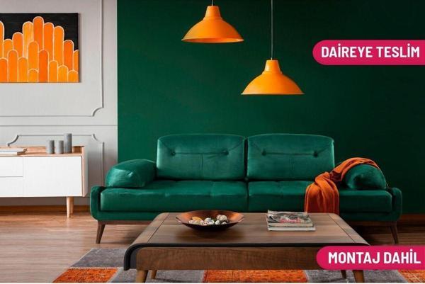 Perla Sofa Nelson Üçlü Koltuk Babyface Yeşil - Image 1