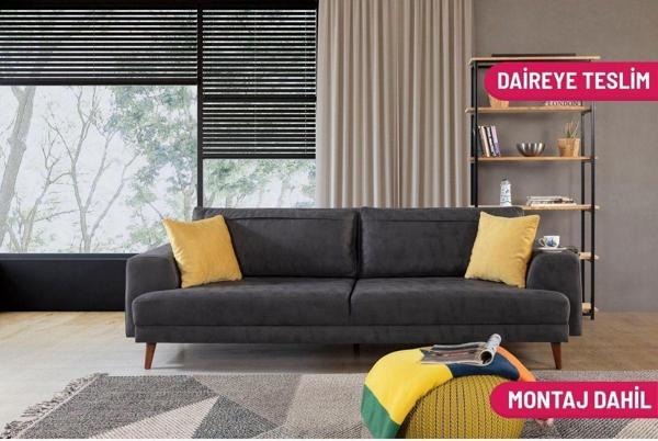 Perla Sofa Nobis Yataklı Kanepe Babyface Antrasit - Image 1