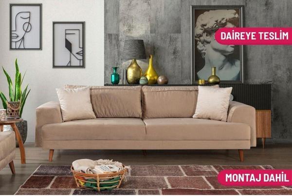 Perla Sofa Nobis Yataklı Kanepe Babyface Sütlü Kahve - Image 1