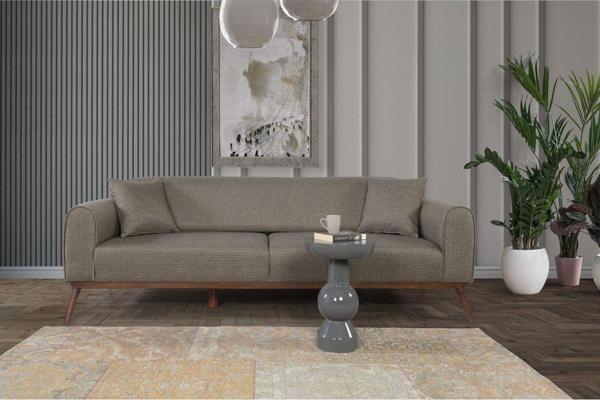 Perla Sofa Seneca Yataklı Kanepe Keten Koyu Yeşil Kazayağı - Image 1