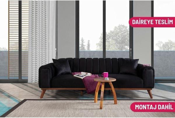 Perla Sofa Velar Yataklı Kanepe Babyface Siyah - Image 1