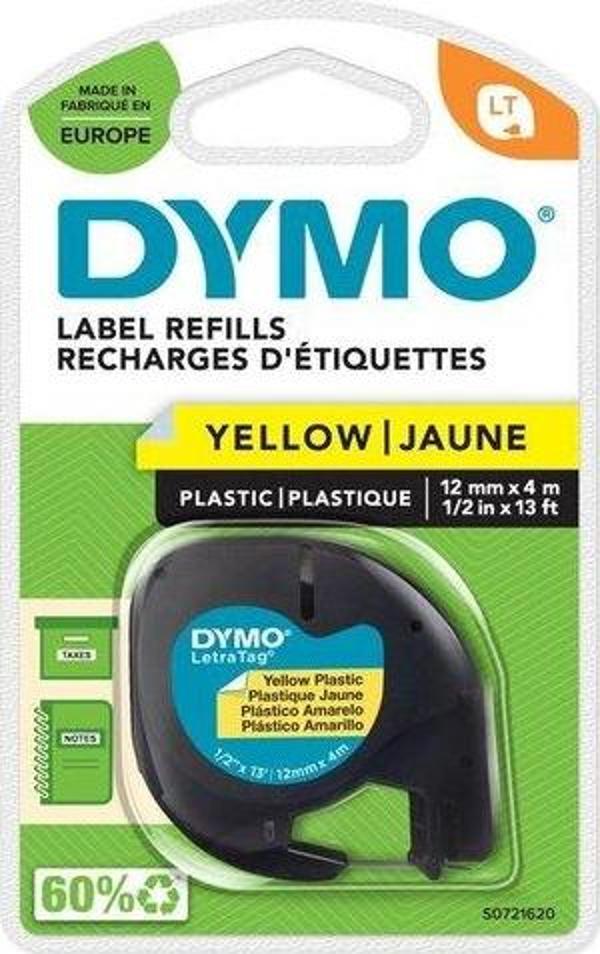 DYMO LetraTag Plastik Şerit 12 mm x 4 mt Sarı (59423) S0721620 - Image 1