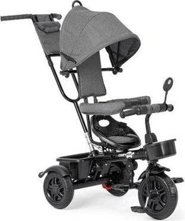 Comfymax Roadstar Itmeli Ebeveyn Kontrollü 3 Tekerlekli Bebek Çocuk Bisikleti, Gri - Image 1