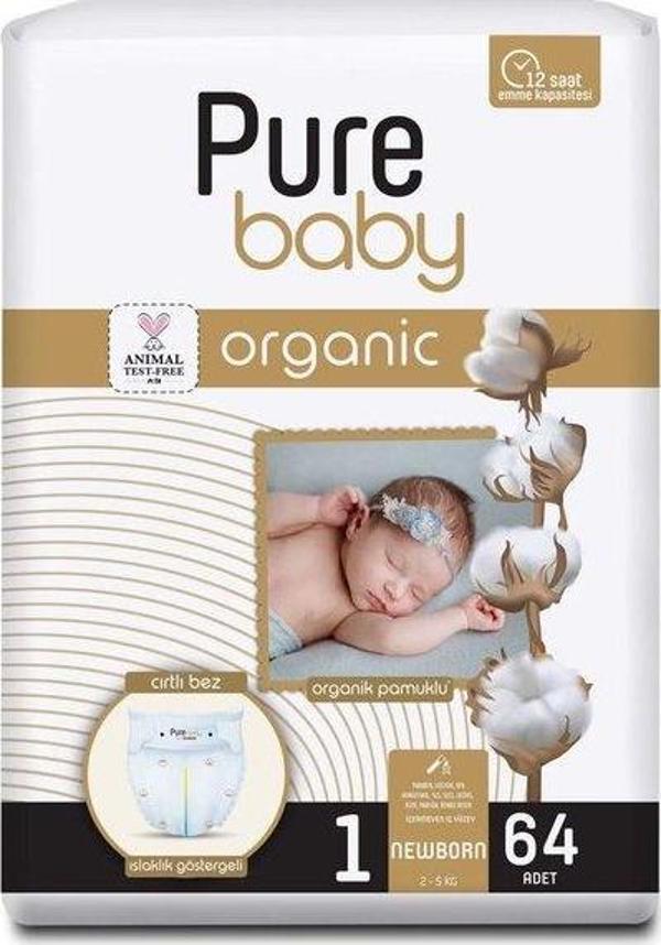 Pure Baby Bebek Bezi Pamuklu Yenidoğan 64 Adet - Image 1