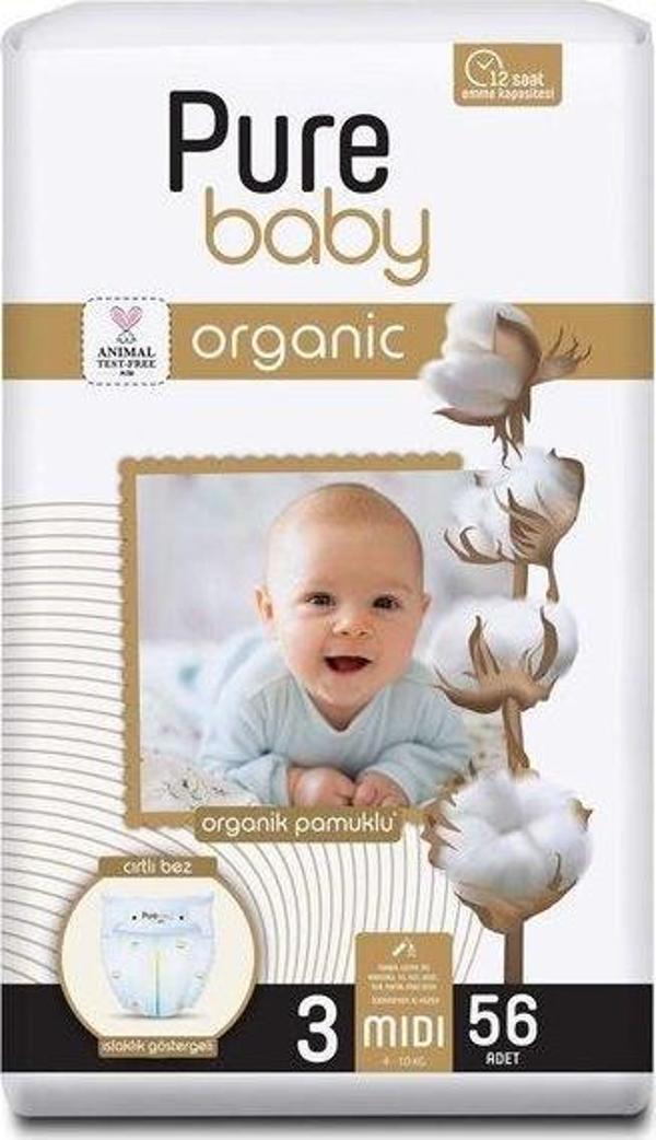 Pure Baby Bebek Bezi Pamuklu Midi 56 Adet - Image 1