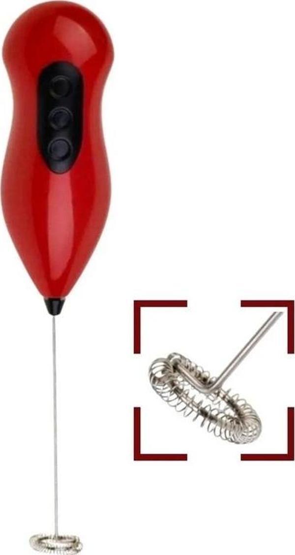 Baysa Pilli Mini Mixer Kahve Süt Köpürtücü- Kırmızı - Image 1