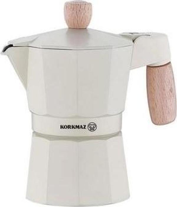 Korkmaz Etna 3 Fincan Beyaz Moka Pot 150 ml A5571 - Image 1