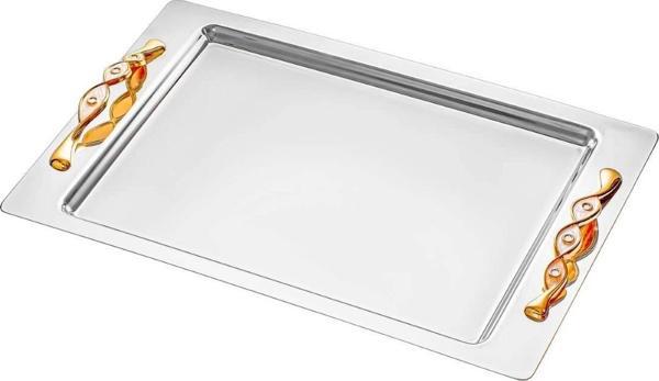 Özlife Zen Sade-Gold Çelik Büyük Boy Servis Tepsisi - Image 1