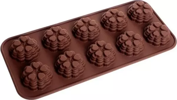 ÇİÇEK SİLİKON ÇİKOLATA KALIBI 10' KAHVERENGİ - Image 1