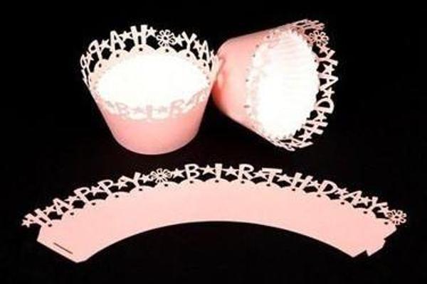 CUPCAKE KENAR DANTELİ - BIRTHDAY PEMBE - Image 1