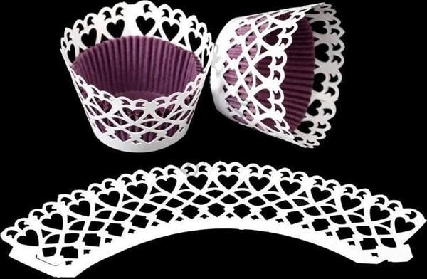 CUPCAKE KENAR DANTELİ - DANTELLİ KALP BEYAZ - 10 ADET - Image 1