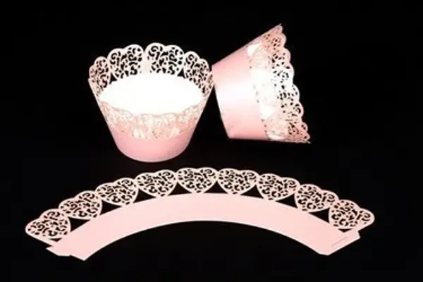 CUPCAKE KENAR DANTELİ - KALP PEMBE - Image 1