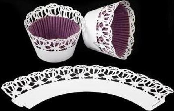 CUPCAKE KENAR DANTELİ - SEYREK GÜL BEYAZ - 10 ADET - Image 1