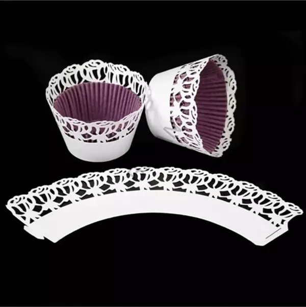 CUPCAKE KENAR DANTELİ - SEYREK GÜL BEYAZ - 10 ADET - Image 1