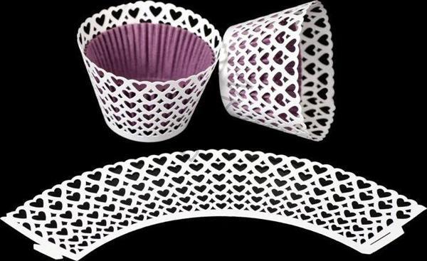 CUPCAKE KENAR DANTELİ - SIK KALP BEYAZ - 10 ADET - Image 1