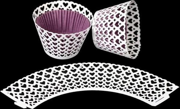 CUPCAKE KENAR DANTELİ - SIK KALP BEYAZ - 10 ADET - Image 1