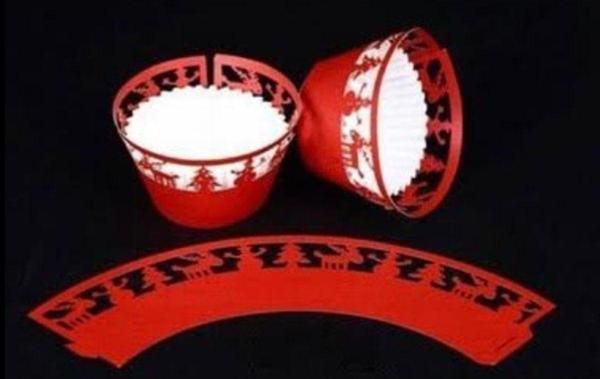 CUPCAKE KENAR DANTELİ - YILBAŞI KIRMIZI - Image 1