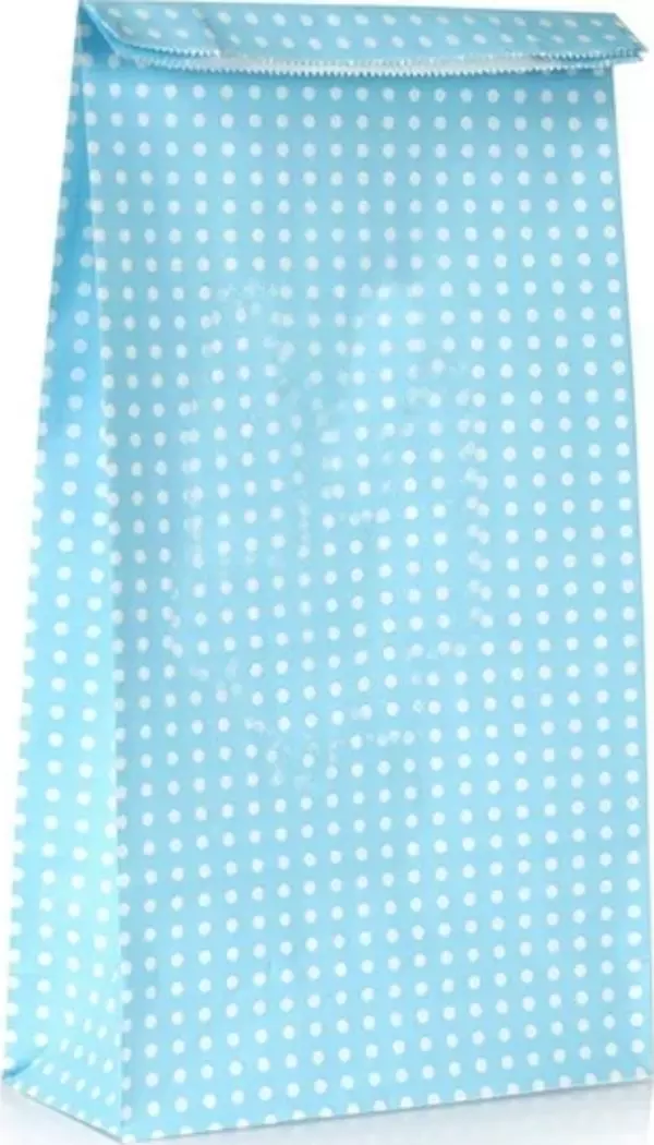 KAĞIT HEDİYE/KURABİYE PAKETİ - 25*15*16CM MAVİ PUANTİYE 10 ADET / PAKET - Image 1